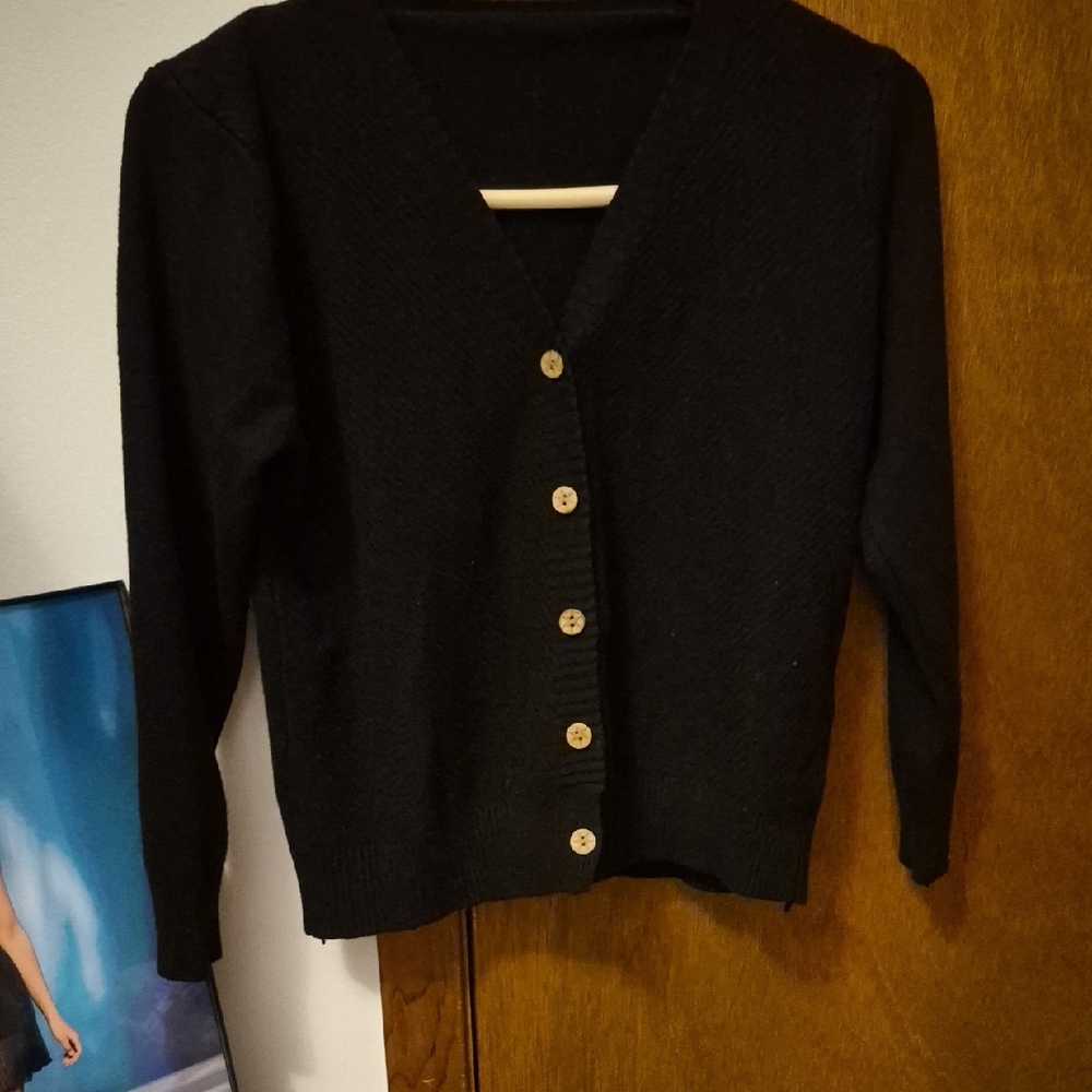 Classic Black Button-Up Cardigan